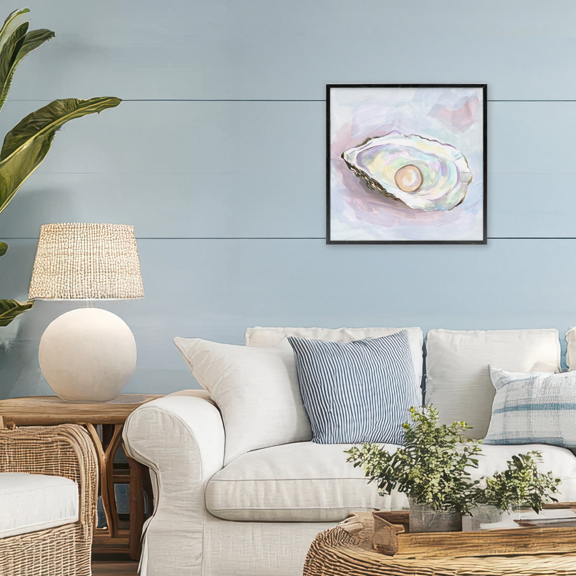 Stupell Industries Silent Opal Oyster Black Framed Giclee Art, design by Melissa Wang