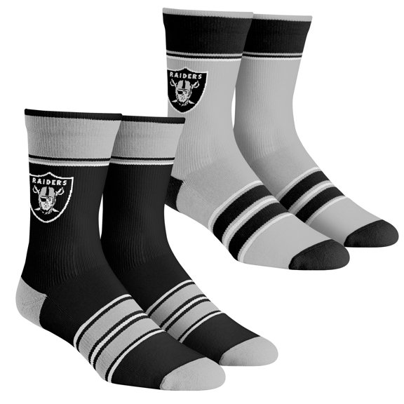 Unisex Rock Em Socks Las Vegas Raiders Multi-Stripe 2-Pack Team Crew Sock Set