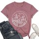 thumbnail image 5 of Camiseta informal de manga corta y cuello redondo estampada para mujer - Top de verano de color liso para el día a día, 5 of 5