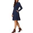 thumbnail image 4 of INSPIRE CHIC Vestido de Suéter para Mujer con Cuello Redondo, Manga Larga Abullonada, Bolsillos Laterales, Color Sólido, Talla S Azul Oscuro, 4 of 6
