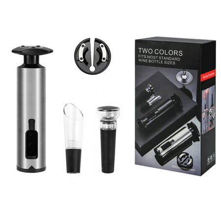 

Set of 2/4 Wine Opener Manual Multifunctional Bottles Opener with Foil Cutter/Vacuum Plug Corkscrews Accessories for Waiter Black 2-piece Set