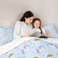 thumbnail image 5 of Erosebridal Cute Rainbow Unicorn 7 Pieces Bedding Comforter Set,3D Cartoon Magic Animal Print Full Bedding Set For Kids Girls,Reversible, 5 of 7