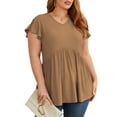 thumbnail image 5 of Cueply Plus Size Summer Tops for Women Short Sleeve V Neck Casual Blouse Shirts Tunic Tops, 5 of 5