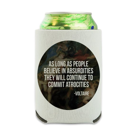 Absurdities and Atrocities Voltaire Can Cooler - Drink Sleeve Hugger Collapsible Insulator - Beverage Insulated Holder