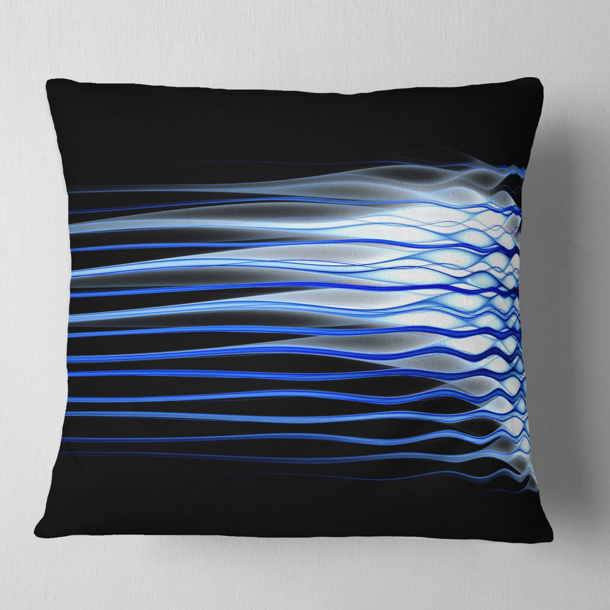 Designart Dark Blue Fractal Waves - Abstract Throw Pillow - 16x16