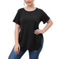 thumbnail image 2 of Tittly T Shirts for Women Spring Tops for Women Women's Plus Size Women's Clothing Casual Simple Tops Round Neck Slit Short Sleeve T Shirt Tshirts Shirts Basic Tees Black XL, 2 of 9
