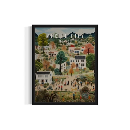 DailyMood Vintage Mexico City Travel Landscape Framed Art Print Poster Black Frame