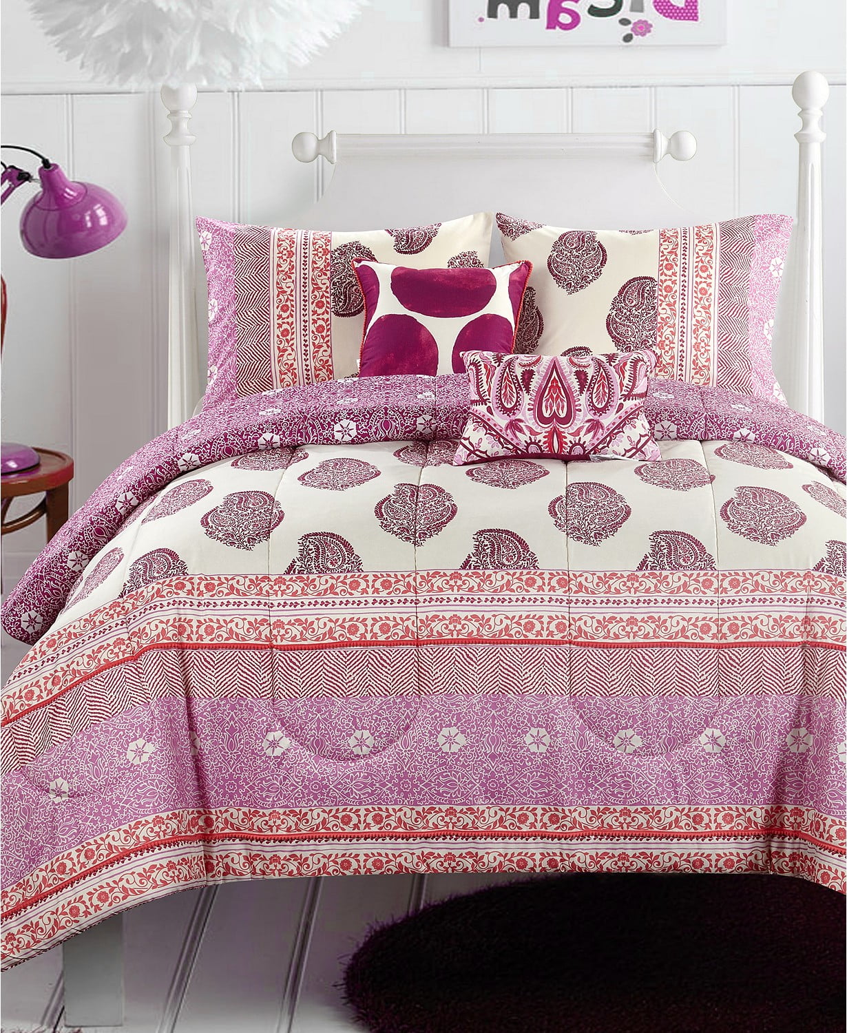 Skylar Pom Pom 4 Piece Comforter Set Full/Queen