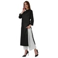 thumbnail image 3 of Bimba Kurta en Coton Col Mandarin avec Plis pour Femmes Ethnique Indienne Droite Unie, 3 of 7
