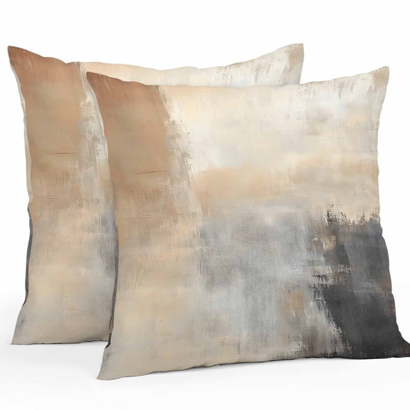 Beige Brown Outdoor Pillow Covers Pack of 2 Geometric Abstract Art Oil Painting Waterproof Throw Pillow Covers Decorative Cushion Cases for Patio Garden Tent Balcony Couch 26x26 inch