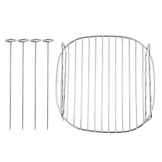 Justdolife - Juego de rejillas para freidora de aire de 7 pulgadas, versátiles, de doble capa, con brochetas y soporte para aceite de drenaje y vapor para cocina de 8 pulgadas