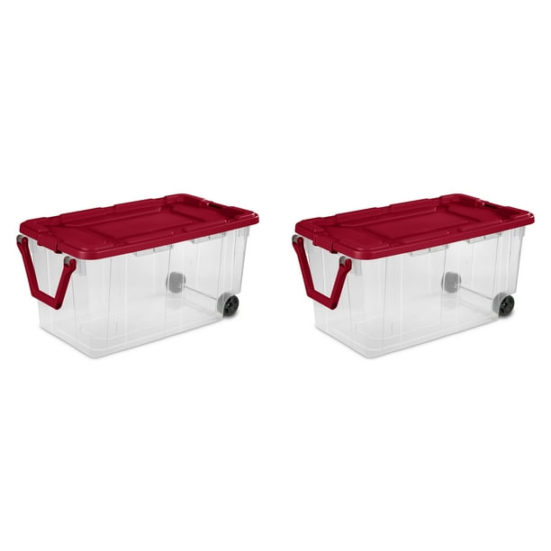 Sterilite 160 Qt. Wheeled Storage Box Infra Red Set of 2