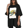 thumbnail image 4 of Plus Size Shirt for Women Black Tops for Women Short Sleeves Shirt for Women Turtle T Shirt Oversized Shirt for Women S, 4 of 5
