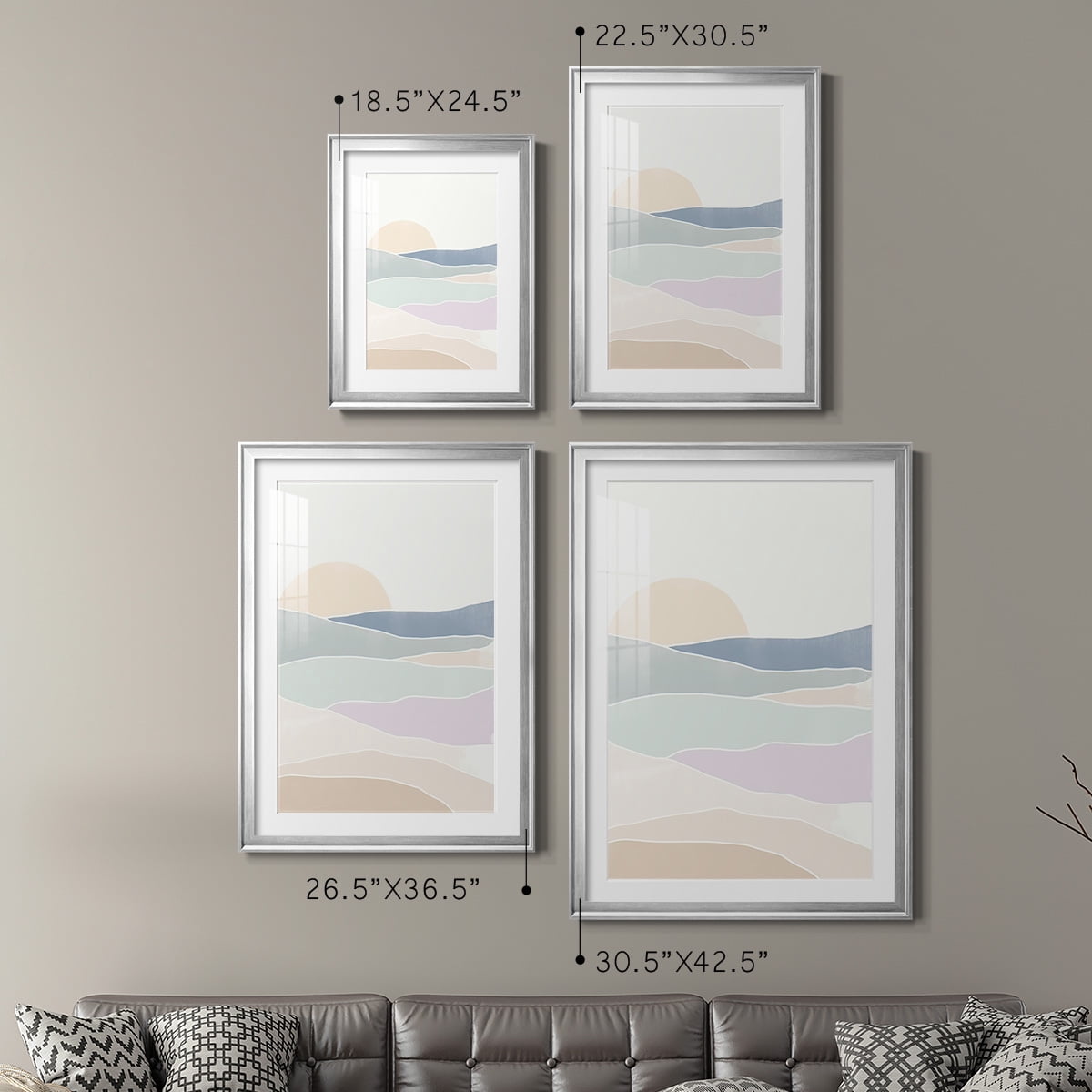 Wexford Home Wave Tableau I Premium Framed Print, 30.5" x 42.5" - Ready to Hang, Silver (Set of 2)