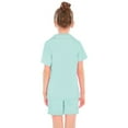 thumbnail image 2 of MIASHUI Ensembles de Pyjama Unisexes Filles Garçons Boutonnés en Satin, Vert Clair, 7-8 Ans, 2 of 4
