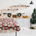thumbnail image 3 of Country Woodland Lodge Christmas Flannel Back Vinyl Tablecloth: Elegant Mason Jars Bell Snow Globes with Quiet Homes on Christmas Eve, 60" Inch Round, 3 of 3