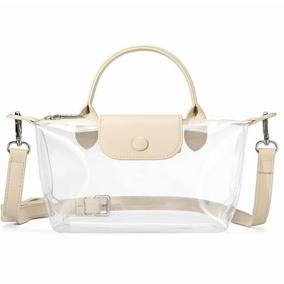 Clear Bag for Stadium Approved Small Purse Handbags for Concerts Sports Events（off-white)