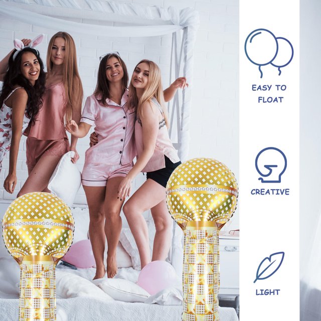 STRANDCHIC Inflatable Microphone Props Music Theme Balloons Golden Aluminum Film 3Pcs for Fun