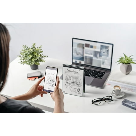Rocketbook Flip Smart Reusable Notepad - Gray - Letter Size Eco-Friendly Notepad (8.5" x 11") - 32 Dot-Grid and Lined Pages - 1 Pen and Microfiber Cloth Included