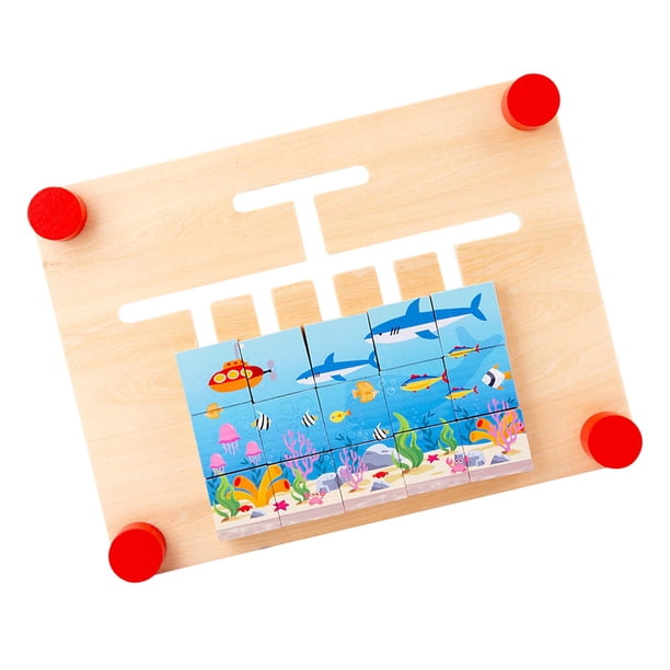 Juego de rompecabezas de combinación de formas y colores Montessori, juguete de madera para aprendizaje para niños Mar