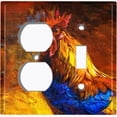 thumbnail image 4 of Metal Light Switch Plate Cover Colorful Rooster Fiery Sunset Portrait Painting PNT012, 4 of 13