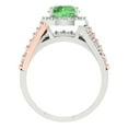 thumbnail image 4 of 2.32 ct Brilliant Round Cut Green Zircon 14k White/Rose Gold Halo Solitaire with Accents Engagement Bridal Wedding Ring Band Set size 4.25, 4 of 7