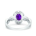thumbnail image 3 of Halo Oval Infinity Shank Ring Amethyst CZ 925 Sterling Silver Size 9, 3 of 6
