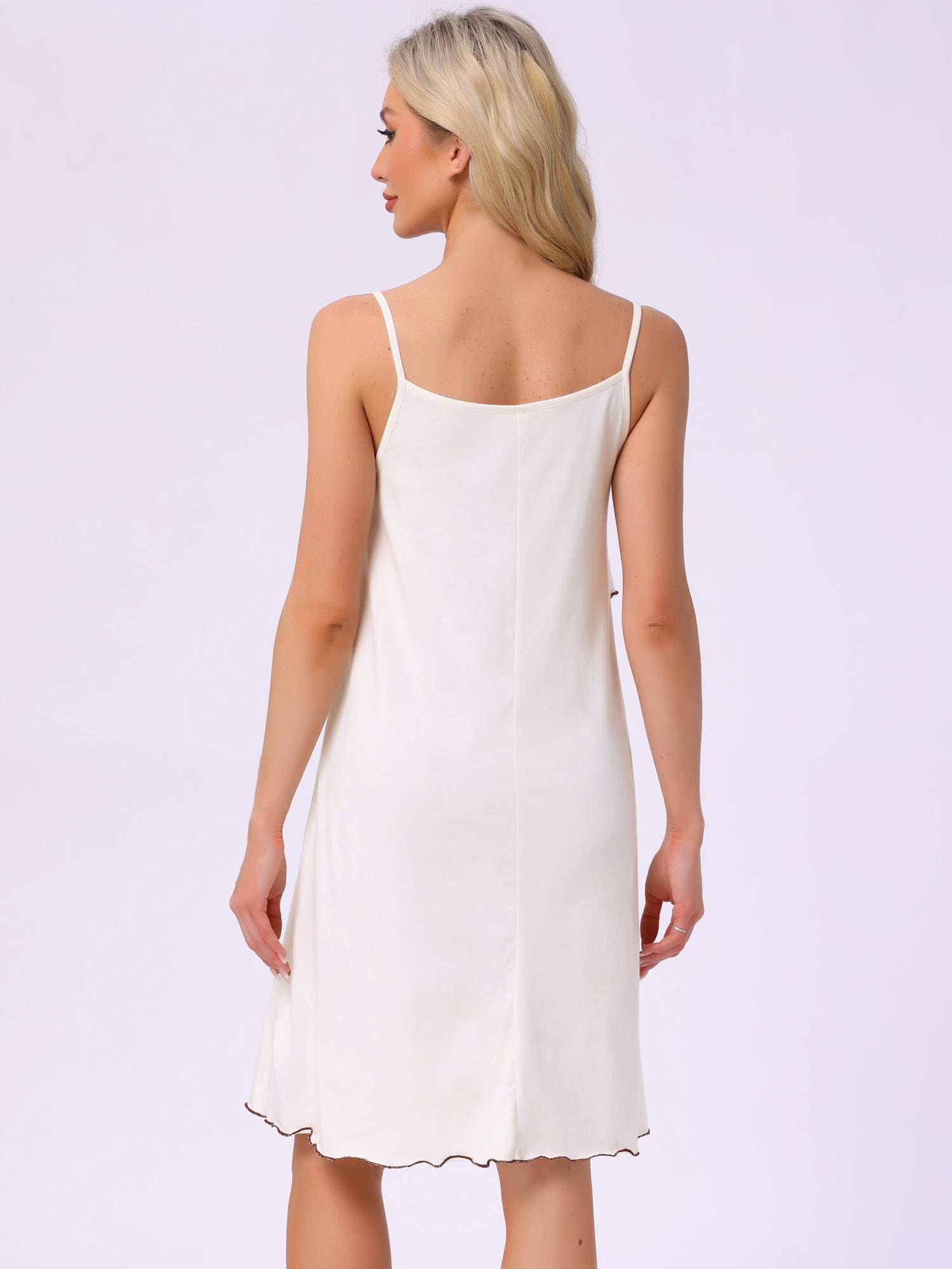 DARING DIVA Women's Sleeveless Loose Fit Chemise Ruffle Camisole M White