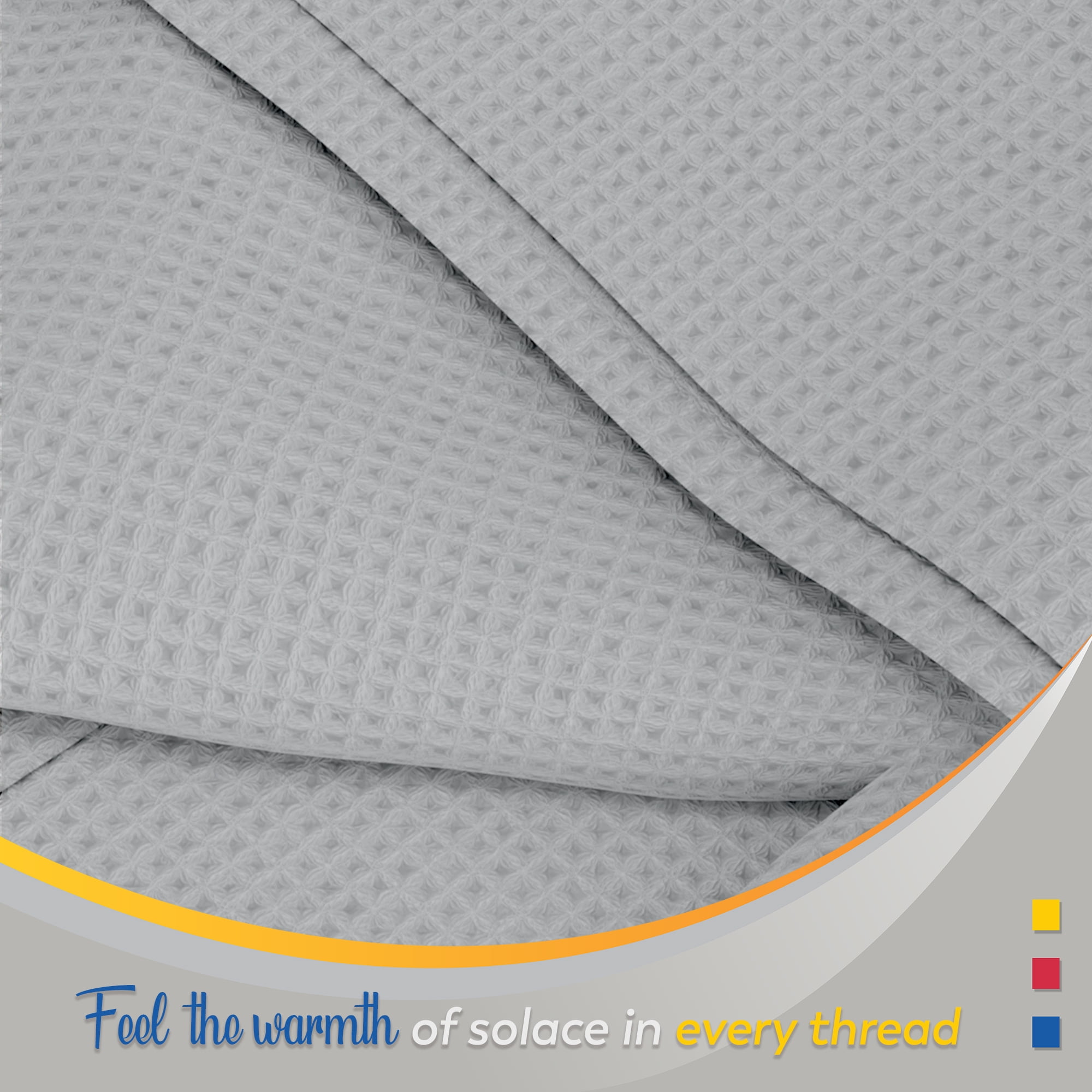 Color Sense 100% Cotton Waffle Weave Throw Blanket- Lightweight, Soft and Warm for Couch, Sofa and Bed- Full/Queen (90"X90") Light Gray