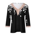 thumbnail image 4 of Vivianyo HD Classic Women's 3/4 Sleeve Shirt Women's Printed Pullover V-neck Lace T-shirt With 4/3 Sleeves And 3/4 Sleeves Top, 4 of 4