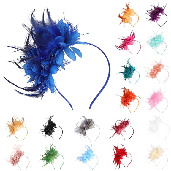 Lispipm Fashion Hairband Feathers for Women Tea Party Cocktail Wedding Christmas Lightweight Headpiece for Halloween Beige