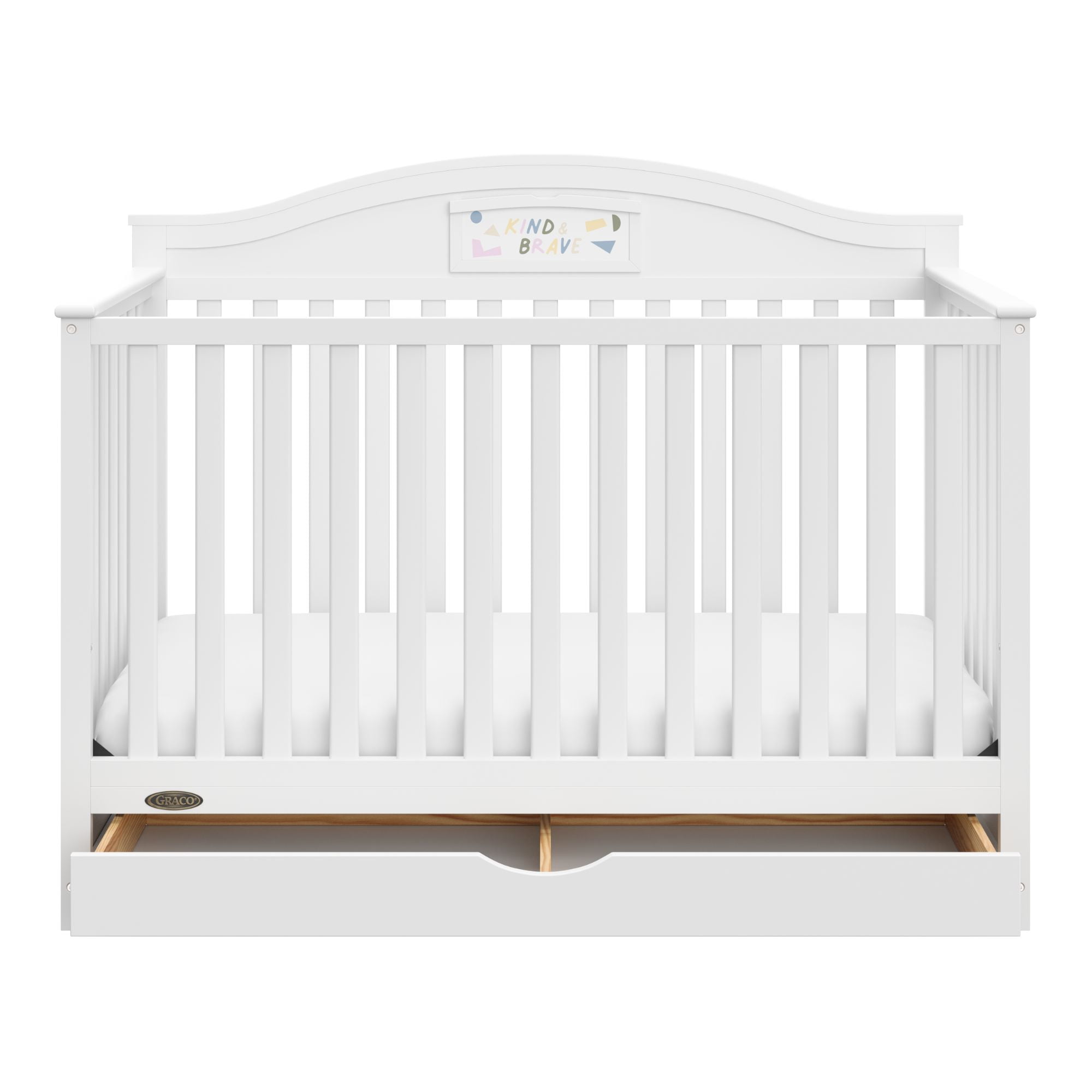 Graco Story 5-in-1 Convertible Baby Crib with Drawer and Reversible Headboard, White