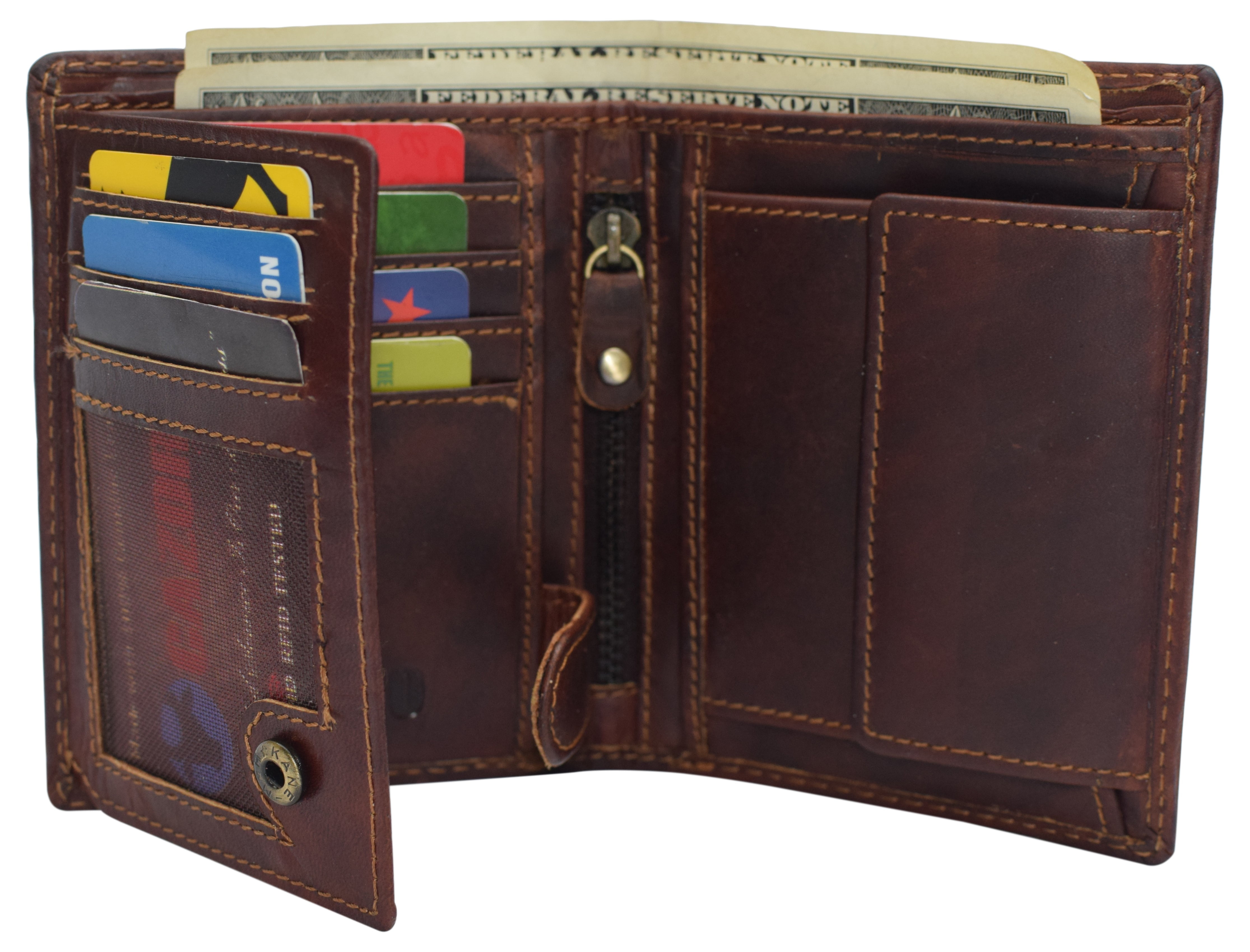 RFID Blocking Genuine Leather Men's Trifold Wallet Flap Top Premium Cowhide. Actual Color:Tan. $21.99.