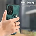 thumbnail image 4 of Nalacover For Samsung A53 5G Case Ring Holder Kickstand with Credit Card Holder, Back Flip Premium Leather Magnetic Clasp Removable Wirst Hand Strap Cover for Samsung Galaxy A53 5G, Green, 4 of 15