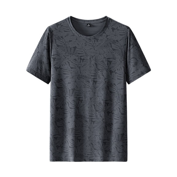 Ierhent T-Shirts Men's Sportstyle Chest Short-sleeve T-shirt(Grey,XXL)