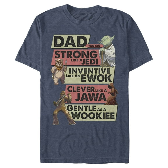 Men's Star Wars Dad You Are Strong Like A Jedi Graphic Tee Navy Blue Heather Large