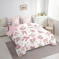 thumbnail image 3 of Castle Fairy Girls Rose Bowknot 7-Piece Bedding Comforter Set,Dreamy Princess King Bedding Sets,Floral Bow Ultra Soft Bed Sheets,Ultra Soft Home Decor, 3 of 8