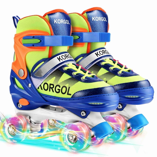 Download Blue Adjustable Roller Skates With Illuminating Wheels For Kids Boys Girls Walmart Com Walmart Com