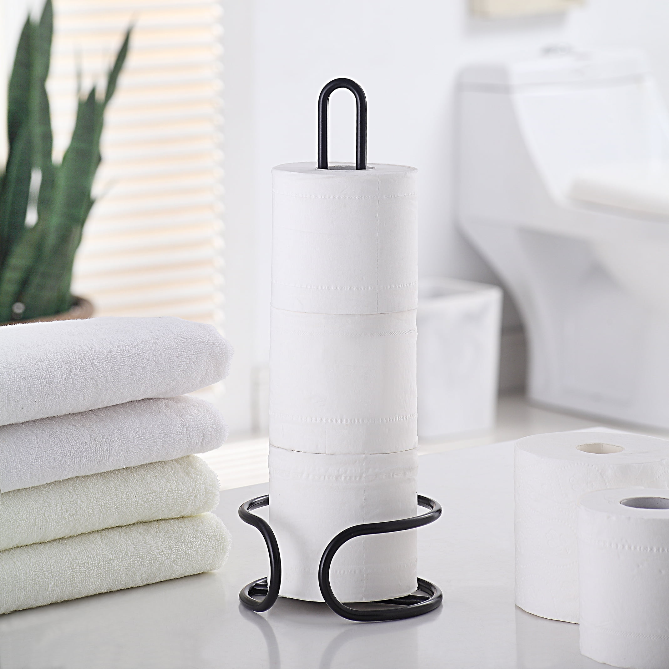 SunnyPoint Classic Bathroom Free Standing Toilet Tissue Paper Roll Holder  Stand