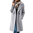 thumbnail image 2 of Xdegoge Womens Winter Pea Coat Long Double Breasted Trench Coat Lapel Collar Wool Blend Overcoat with Pockets formal Outerwear, 2 of 9