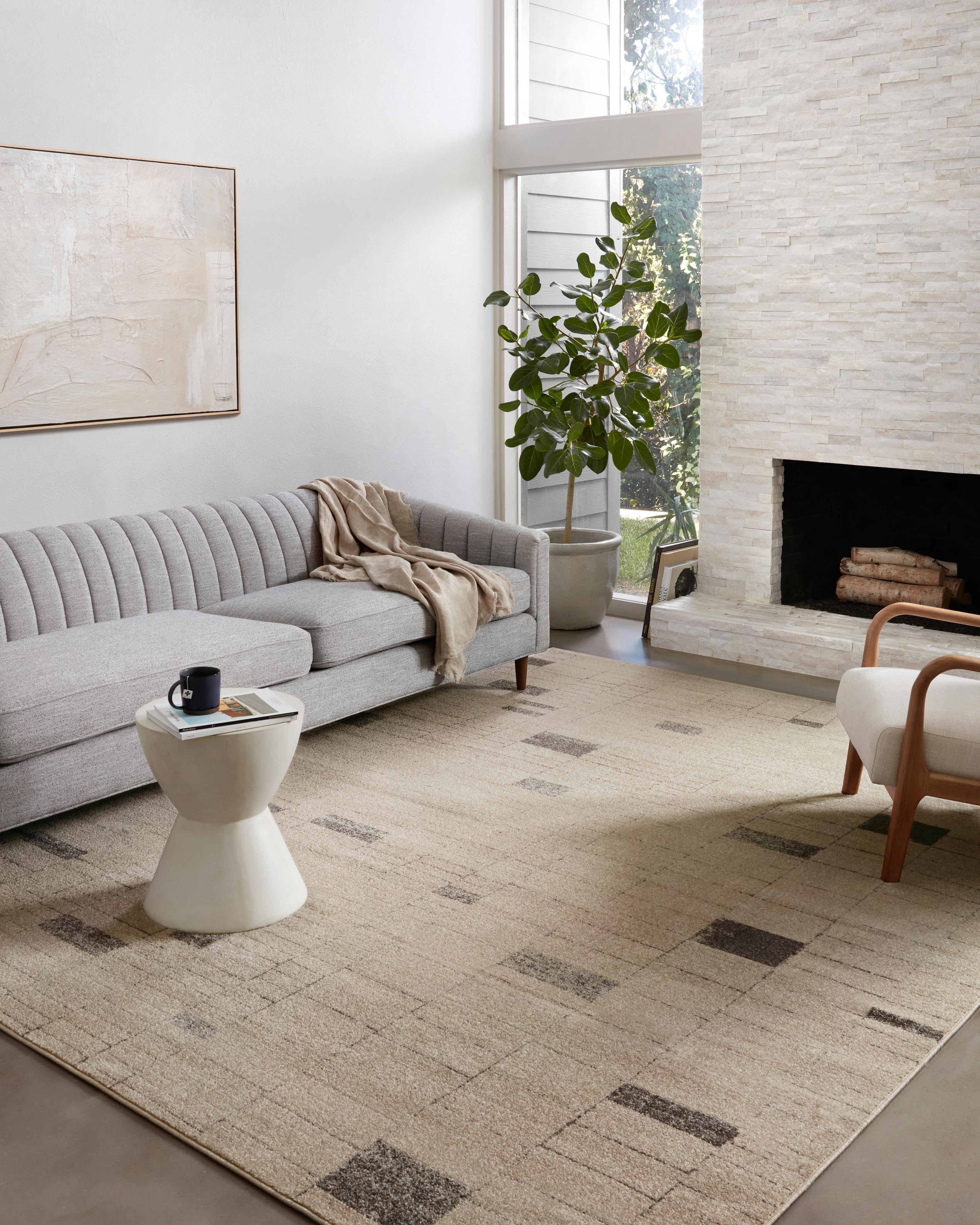 Loloi Bowery BOW-02 Slate / Taupe Geometric Area Rug 9'-6" x 12'-6"
