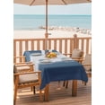 thumbnail image 2 of Outdoor Tablecloth with Umbrella Hole for Patio/Picnic/Party/Camping, Navy Blue Ombre Waterproof Table Cloth Rectangle Table Cover Washable, Vintage Blue Gradient Stripes Geometric (52"x 70"), 2 of 9