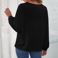 thumbnail image 4 of Cárdigan holgado de punto de color puro, manga larga, para otoño e invierno: negro, talla L, cuello en V y botones, 4 of 6