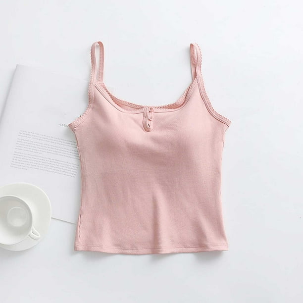 Pijama de manga corta para mujer, de verano, color liso, con tirantes y acolchado en el pecho, ropa interior sin mangas y pijama. Blusa de poliéster para mujer.