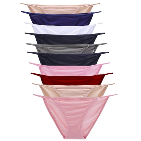 DINGLU 10 Pack Women s High Cut String Bikini Panties Low Waist Stretchy Cheeky Underwear Size 8