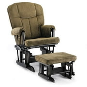 Shermag - Glider Rocker/Ottoman Combo, Espresso Finish with Mocha Fabric Cushion