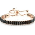 thumbnail image 1 of Silver Rose Gold Plated Full Cubic Ziron Filled Wedding Statement Cocktail Party Adjustable Size Strand Bracelet, 1 of 4