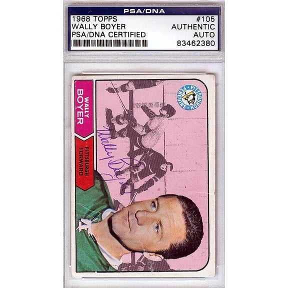 Wally Boyer Autographed 1968 Topps Card #105 Pittsburgh Penguins PSA/DNA #83462380