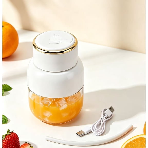 Portable Blender – USB Rechargeable 800ml Juice Blender with 6 Blades, Mini Juicer Cup for Shakes and Smoothies, for Sports, Travel, Gym, Office (White)
