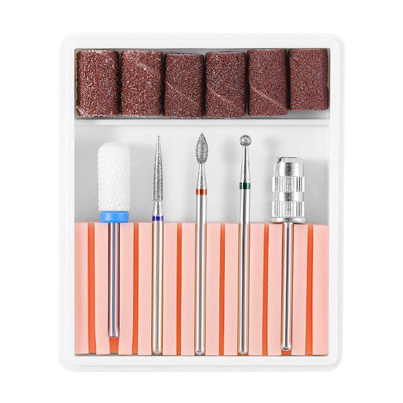 1 juego de cabezales de taladro para cutículas de uñas de acero de tungsteno resistente, kit profesional de cabezal de pulido para manicura, herramienta de pulido para uso doméstico (rosa)